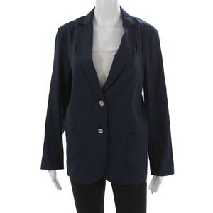 Estelle & Finn Women Linen Blue Blazer Buttoned Long Sleeve Size 6